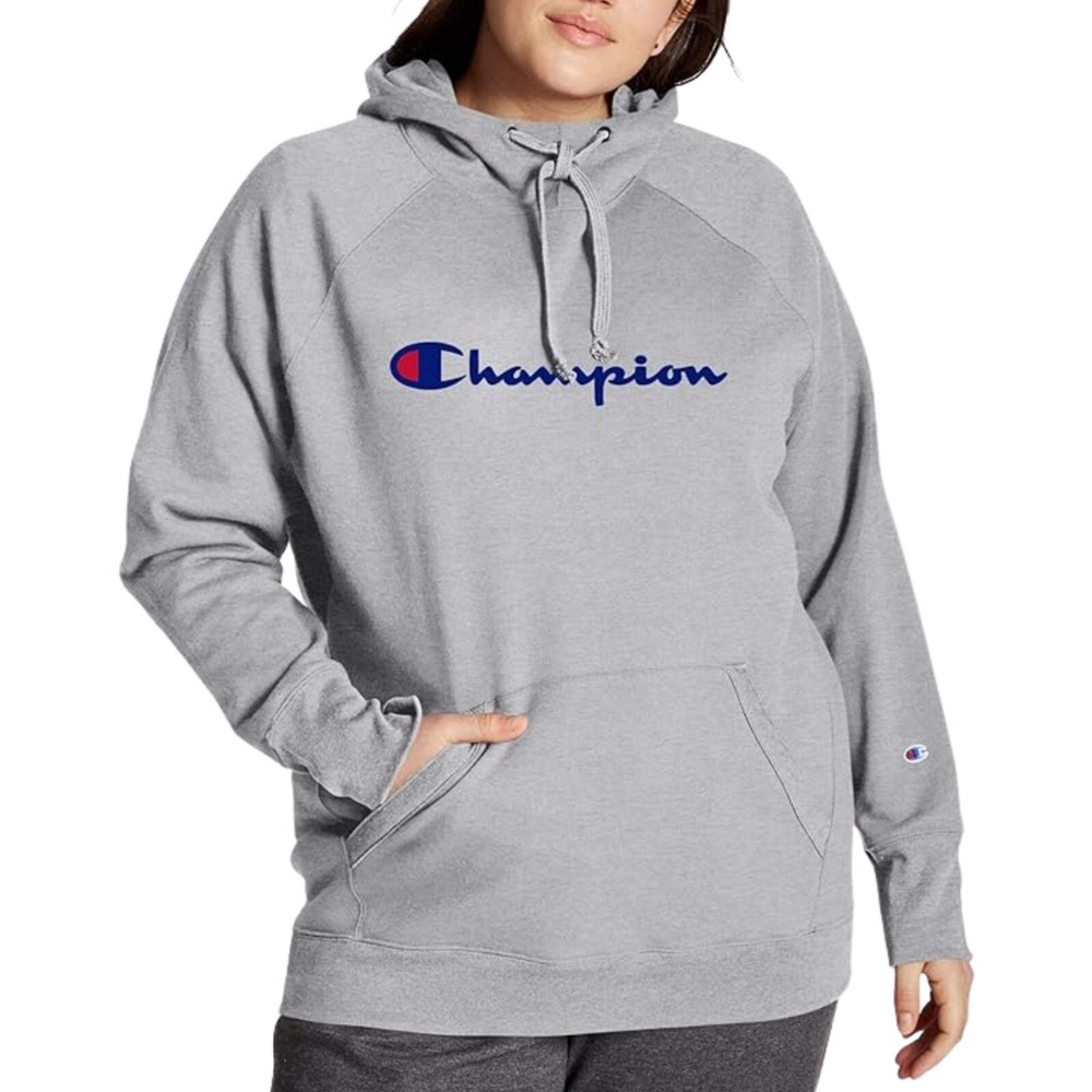 CHAMPION Powerblend Fleece Pullover Hoodie Plus Size 1X Heather Gray Y07466 023